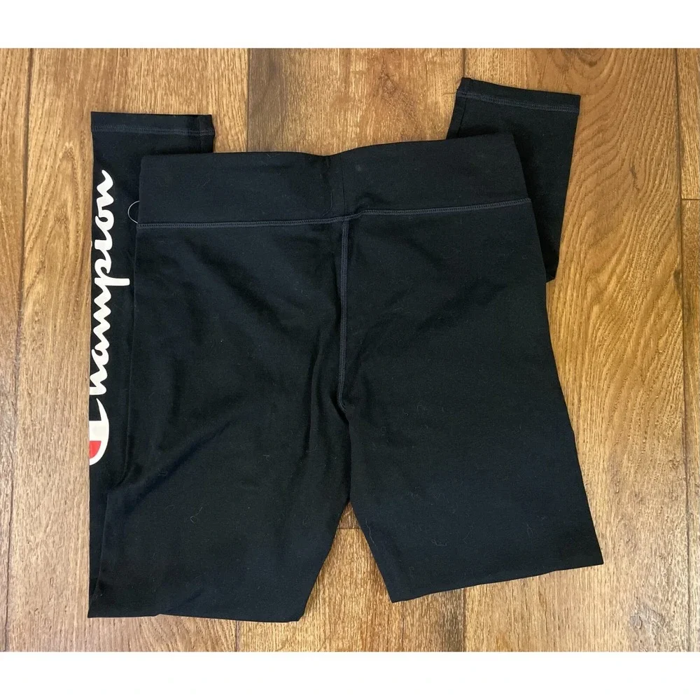 Champion Girls XL 14 16 Athletic Pants Active Wear Legging Script Logo Black New